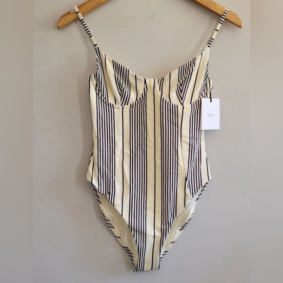 NWT Onia Isabella Pique One Piece Striped Swimsuit - Picture 3 of 8